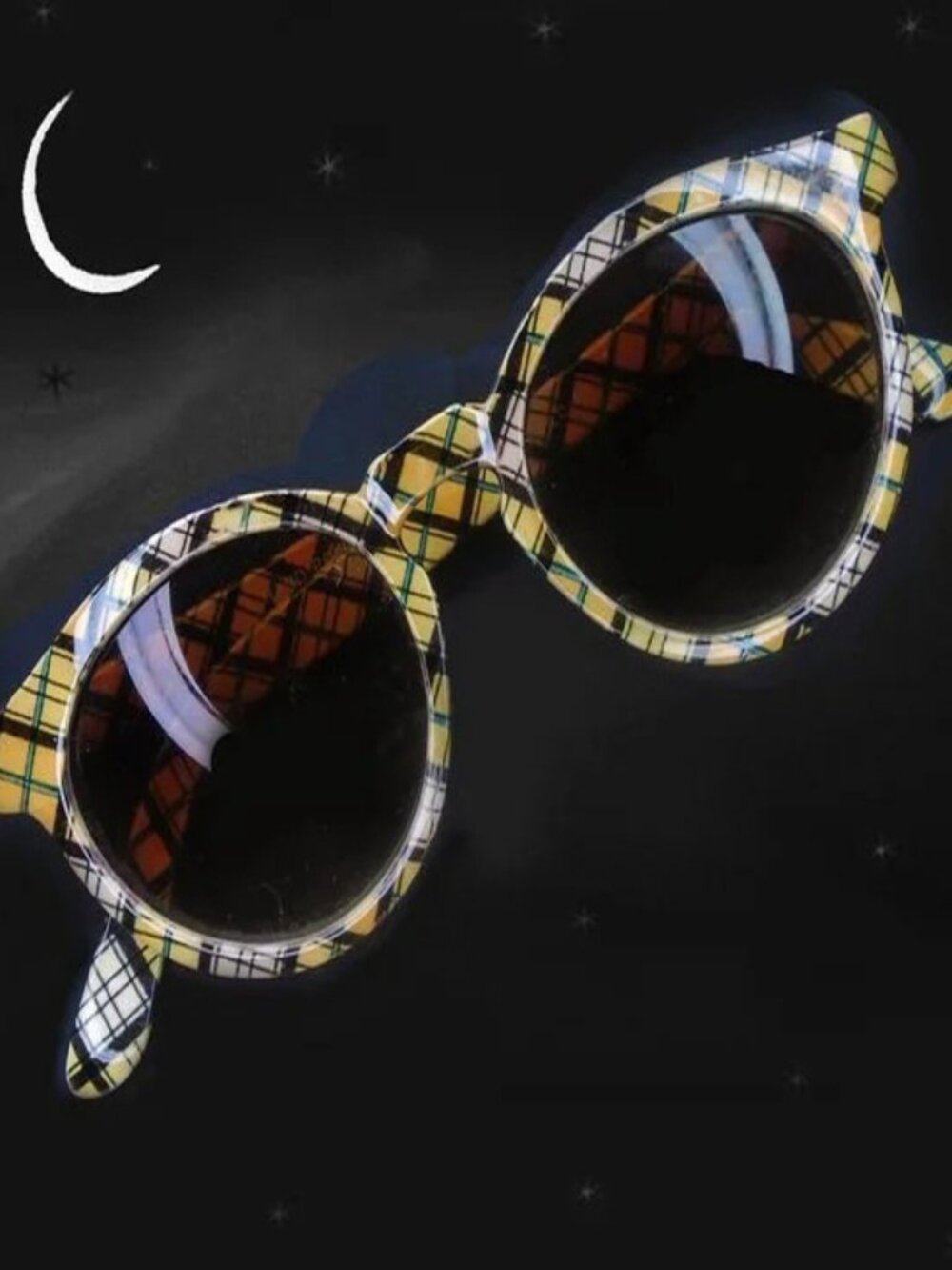 Vintage Style Sunglasses with Funky Retro Print & Round Lenses